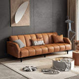 Leather Futon Sofa Bed Couch, Piano Key Design 78“ Queen Futon Set, Adjustable Backrest, Sleeper Sofa Couch, Modern Decor Love Seat Couches, Upholstered Loveseat for Living Room, Bedroom,Orange